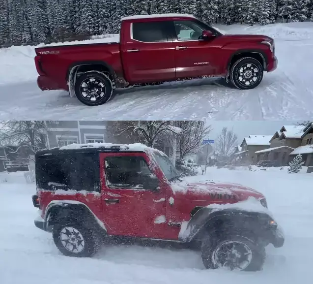 Jeep vs Truck in Snow