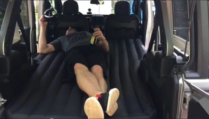 Comfortable sleeping space in Jeep Wrangler